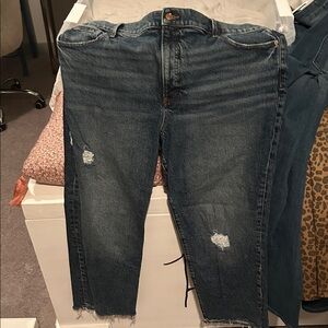 Express Straight Leg Distressed Blue Jeans